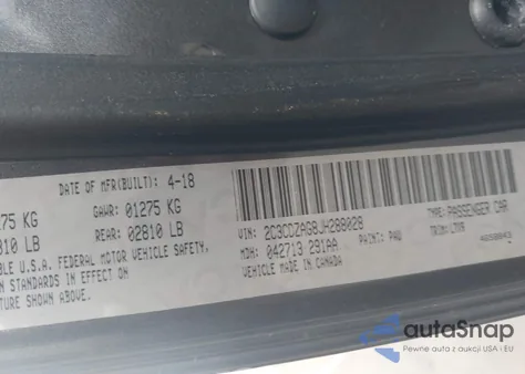 2018 Dodge Challenger Sxt z USA, uszkodzony, nr VIN 2C3CDZAG8JH288028